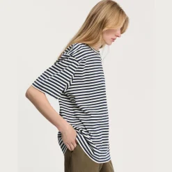 Aiayu t-shirt - Lui Circular Striped mix night