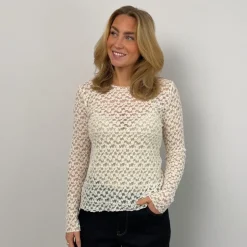 Black Colour bluse - Blair LS Lace off white