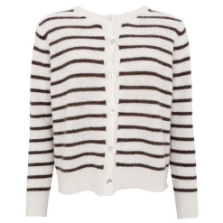 Black Colour cardigan - Dell Striped off white