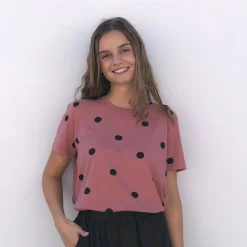 Black Colour t-shirt - Zelda S/S rose dot