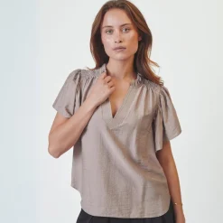 Co'couture bluse - Hera Frill SS walnut