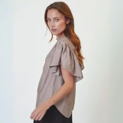 Co'couture bluse - Hera Frill SS walnut