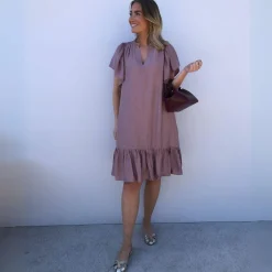 Co'couture kjole - Hera Crop Frill old rose