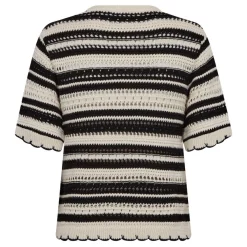 Co'couture strik - Odette Stripe SS O-knit off white/black