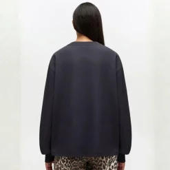 Ganni bluse - A1050068 Essential Basic Cotton Long Sleeve phantom