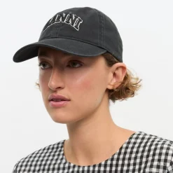Ganni cap - A6900 Washed Cotton Canvas black