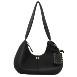 Ganni taske - A6981 Hobo Medium Grained black