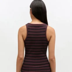 Ganni top - A1050049 Soft Cotton Rib Tank chocolate plum