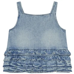 Ganni top - J1818 Soft Rigid Denim Frill light blue stone