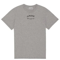 Ganni t-shirt - T3677 Relaxed O-neck paloma melange