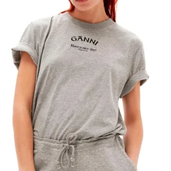 Ganni t-shirt - T3677 Relaxed O-neck paloma melange