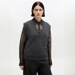 Ganni vest - A1070115 Compact Wool phantom