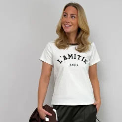 Haute L'amitié t-shirt - Neckline Logo off-white/mocca