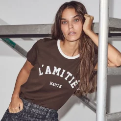 Haute L'amitié t-shirt - Neckline Logo mocca