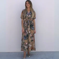 Karmamia Copenhagen kjole - Faye Maxi taupe bloom
