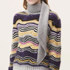 Lala Berlin tørklæde - Triangle Solid Logo M city middlegrey melange