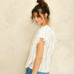 M.A.B.E top - Alma S/S ecru stripe
