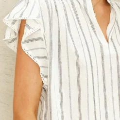 M.A.B.E top - Alma S/S ecru stripe