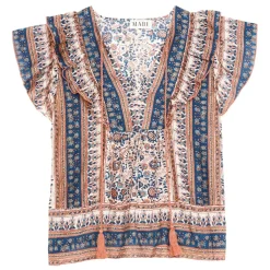 M.A.B.E top - Cass Print Frill navy