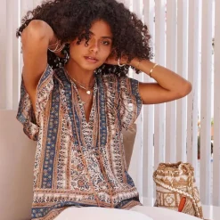 M.A.B.E top - Cass Print Frill navy