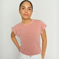 Mos Mosh strik - Ganna Pattern O-neck peachy