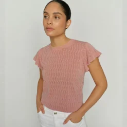 Mos Mosh strik - Ganna Pattern O-neck peachy