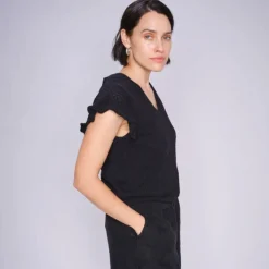 Mos Mosh strik - Ganna Pattern V-neck black