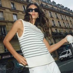 Mos Mosh top - Aubin SL Stripe Knit ecru