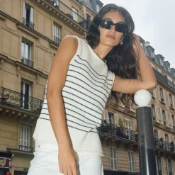 Mos Mosh top - Aubin SL Stripe Knit ecru