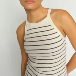 Mos Mosh top - Lmanja Caliz Stripe Knit coffee quartz