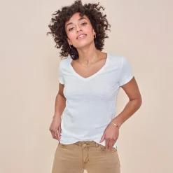 Mos Mosh t-shirt - Arden Organic V-neck white