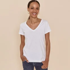 Mos Mosh t-shirt - Arden Organic V-neck white