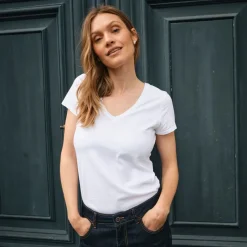 Mos Mosh t-shirt - Arden Organic V-neck white