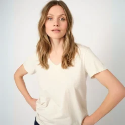 Mos Mosh t-shirt - Dala V-neck Basic ecru