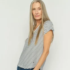 Mos Mosh t-shirt - Kala V-SS Stripe salute navy