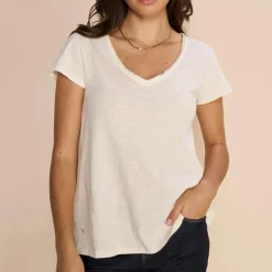 Mos Mosh t-shirt - Tulli V-SS Basic ecru