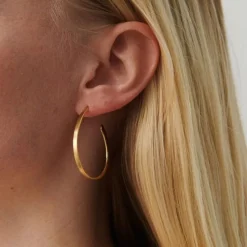 Pernille Corydon øreringe - E-107-G Oval Creoles guldbelagt
