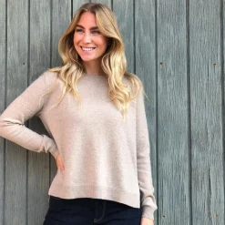 Rosas strik - L-3 o-neck beige melange/1901