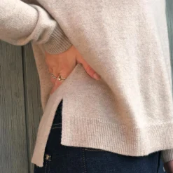 Rosas strik - L-3 o-neck beige melange/1901