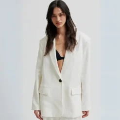 Second Female blazer - Lino New Fit white alyssum