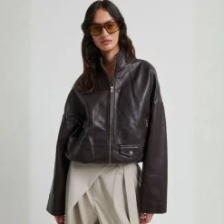 Second Female jakke - Boston Leather fudge