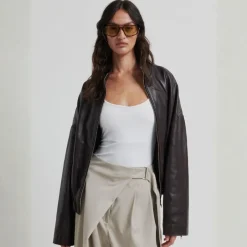 Second Female jakke - Boston Leather fudge