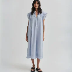 Second Female kjole - Laure light blue stripe