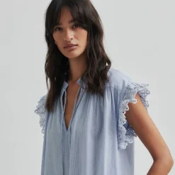 Second Female kjole - Laure light blue stripe