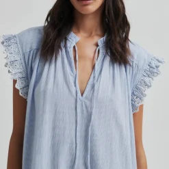 Second Female kjole - Laure light blue stripe