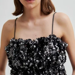 Second Female top - Shiny Strap gungrey metal