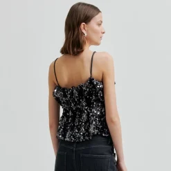 Second Female top - Shiny Strap gungrey metal