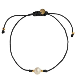 Stine A armbånd - 3221 Big Pearl Berrie black ribbon