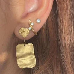 Stine A ørering - 1322 Flow with two stones single guldbelagt