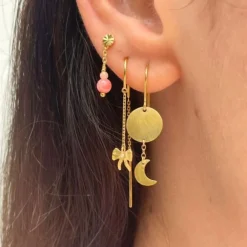 Stine A ørering - 1361 Tres Petit Etoile With Coral guldbelagt